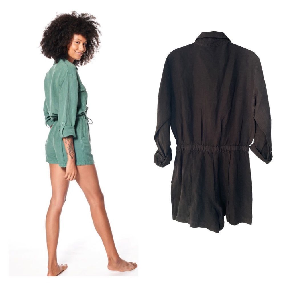 NWT Young Fabulous & Broke Lakeside Linen Romper in Black S - Picture 2 of 9